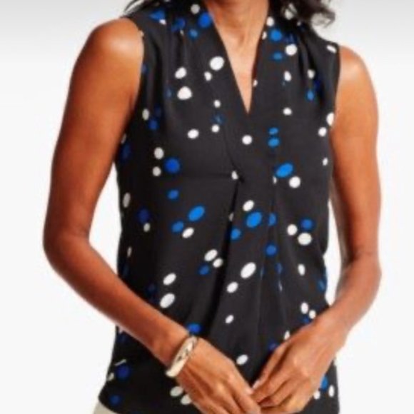 Talbots Size MP Black Polka Dot Blouse - Picture 1 of 8